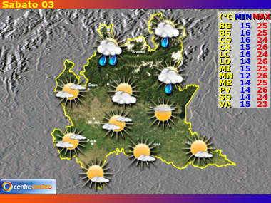 Previsioni del Tempo regione Lombardia, giorno 2