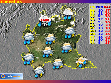 Previsioni del Tempo regione Lombardia, giorno 4