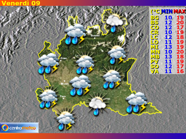 Previsioni del Tempo regione Lombardia, giorno 8