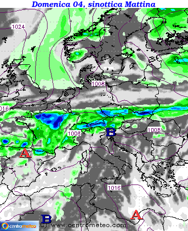 Mappa precipitazioni Domenica mattina