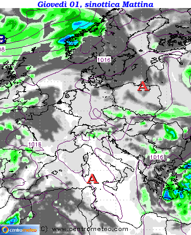 Mappa precipitazioni Giovedì mattina