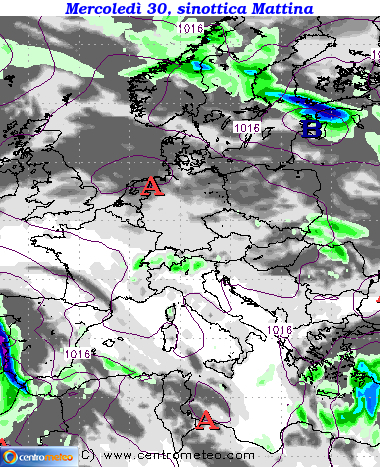 Mappa precipitazioni Mercoledì mattina