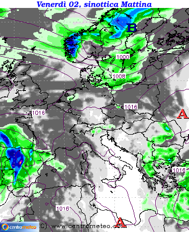 Mappa precipitazioni Venerdì mattina