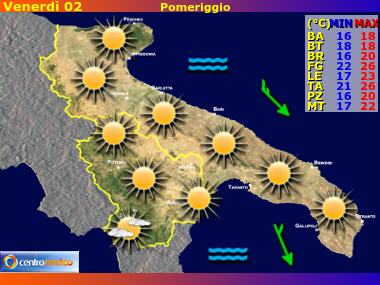 Previsioni del Tempo Puglia e Basilicata, mappa 3