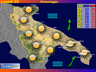 Previsioni del Tempo Puglia e Basilicata, mappa 2