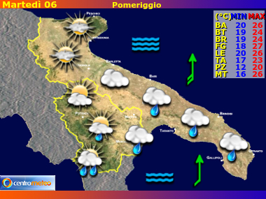 Previsioni del Tempo Puglia e Basilicata, mappa 2