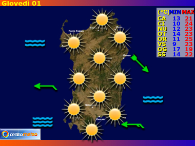 Le previsioni meteo per la Sardegna