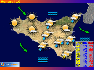 Previsioni del Tempo regione Sicilia, giorno 0