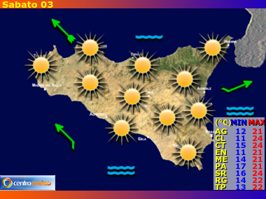 Previsioni del Tempo regione Sicilia, giorno 2