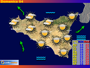 Previsioni del Tempo regione Sicilia, giorno 3