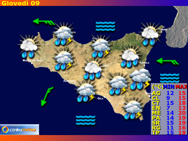 Previsioni del Tempo regione Sicilia, giorno 5