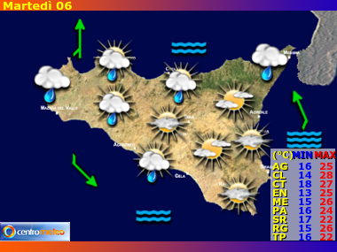 Previsioni del Tempo regione Sicilia, giorno 5