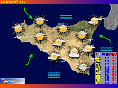 Previsioni del Tempo regione Sicilia, giorno 6