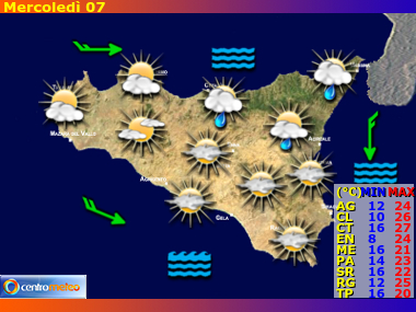 Previsioni del Tempo regione Sicilia, giorno 6