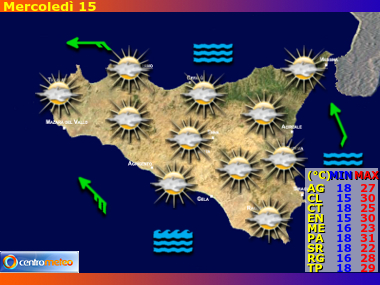 Previsioni del Tempo regione Sicilia, giorno 7