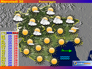 Previsioni del Tempo Trentino AA, Veneto e Friuli VG, mappa 1