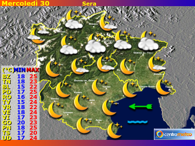 Previsioni del Tempo Trentino AA, Veneto e Friuli VG, mappa 2