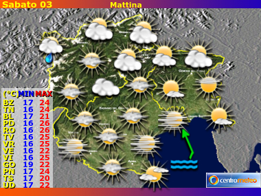 Previsioni del Tempo Trentino AA, Veneto e Friuli VG, mappa 3