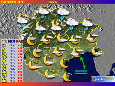 Previsioni del Tempo Trentino AA, Veneto e Friuli VG, mappa 1