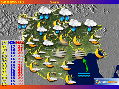 Previsioni del Tempo Trentino AA, Veneto e Friuli VG, mappa 2