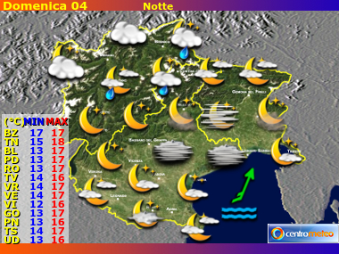 Previsioni del Tempo Trentino AA, Veneto e Friuli VG, mappa 3