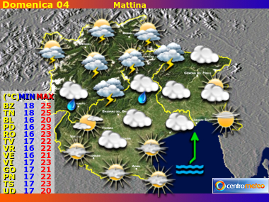 Previsioni del Tempo Trentino AA, Veneto e Friuli VG, mappa 4