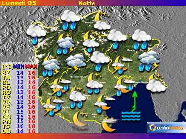 Previsioni del Tempo Trentino AA, Veneto e Friuli VG, mappa 2