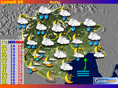 Previsioni del Tempo Trentino AA, Veneto e Friuli VG, mappa 3