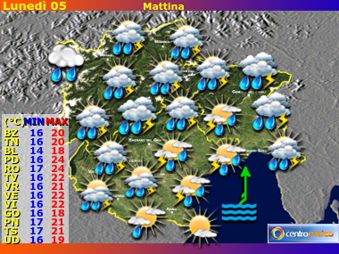 Previsioni del Tempo Trentino AA, Veneto e Friuli VG, mappa 4