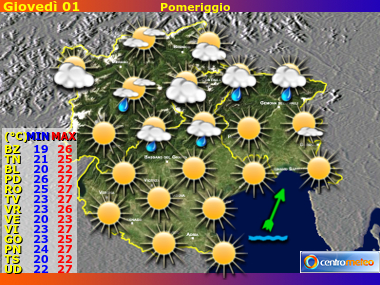 Previsioni del Tempo Trentino AA, Veneto e Friuli VG, mappa 3