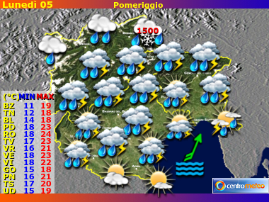 Previsioni del Tempo Trentino AA, Veneto e Friuli VG, mappa 1