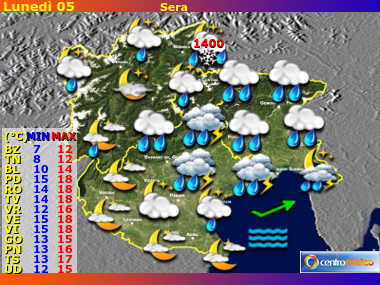 Previsioni del Tempo Trentino AA, Veneto e Friuli VG, mappa 2