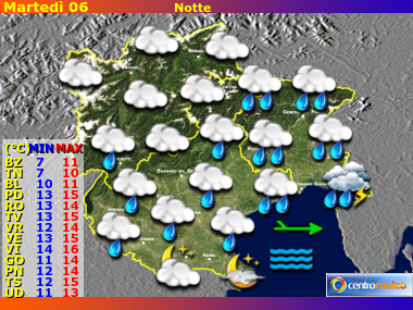 Previsioni del Tempo Trentino AA, Veneto e Friuli VG, mappa 3