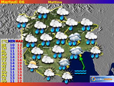 Previsioni del Tempo Trentino AA, Veneto e Friuli VG, mappa 4