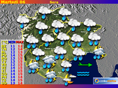 Previsioni del Tempo Trentino AA, Veneto e Friuli VG, mappa 1