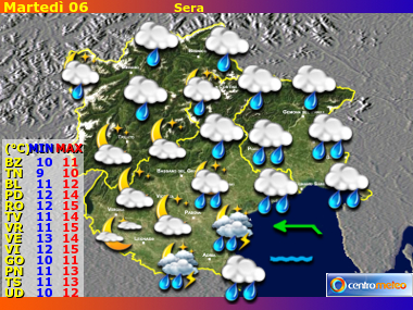 Previsioni del Tempo Trentino AA, Veneto e Friuli VG, mappa 2