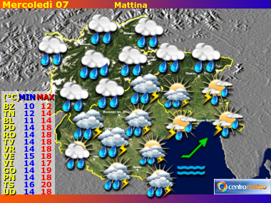 Previsioni del Tempo Trentino AA, Veneto e Friuli VG, mappa 3