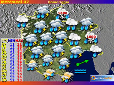 Previsioni del Tempo Trentino AA, Veneto e Friuli VG, mappa 1