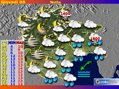 Previsioni del Tempo Trentino AA, Veneto e Friuli VG, mappa 2