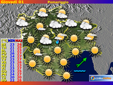 Previsioni del Tempo Trentino AA, Veneto e Friuli VG, mappa 4