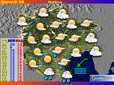 Previsioni del Tempo Trentino AA, Veneto e Friuli VG, mappa 3