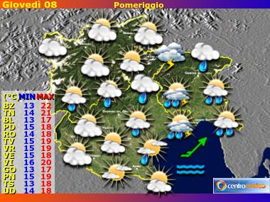 Previsioni del Tempo Trentino AA, Veneto e Friuli VG, mappa 4