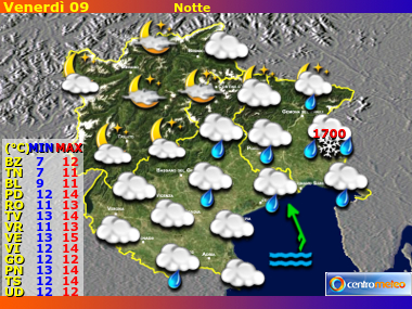 Previsioni del Tempo Trentino AA, Veneto e Friuli VG, mappa 2