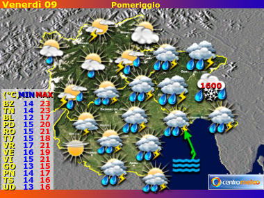 Previsioni del Tempo Trentino AA, Veneto e Friuli VG, mappa 4