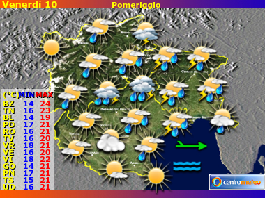 Previsioni del Tempo Trentino AA, Veneto e Friuli VG, mappa 1