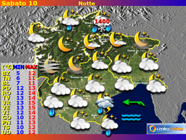 Previsioni del Tempo Trentino AA, Veneto e Friuli VG, mappa 2