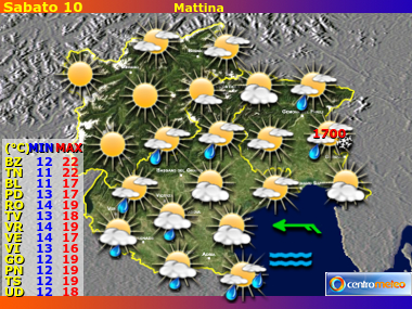 Previsioni del Tempo Trentino AA, Veneto e Friuli VG, mappa 3