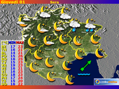 Previsioni del Tempo Trentino AA, Veneto e Friuli VG, mappa 1