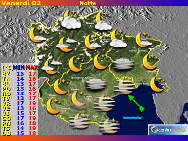 Previsioni del Tempo Trentino AA, Veneto e Friuli VG, mappa 2