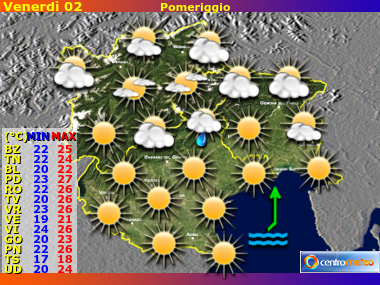 Previsioni del Tempo Trentino AA, Veneto e Friuli VG, mappa 4